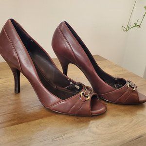 Aldo Brown Leather PeepToe Pumps Size 40 / 9